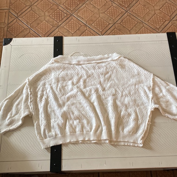 Free People Crème Knit 3/4 Sleeve Oversized Sweater Size XS - Picture 3 of 3